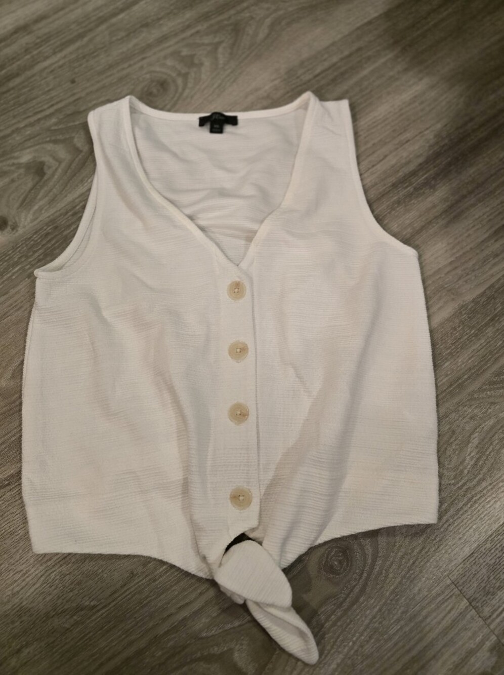 J. Crew Cream Ribbed Button-Front Tank